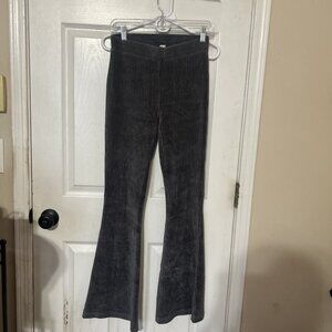 Aerie Womens Gray Ribbed Hi Rise Flare Stretch Corduroy Leggings Size S
